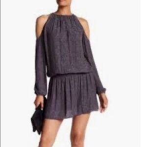 Ramy Brook Cold-Shoulder 3/4 Sleeves Gray Charcoal  Snake Print Dress Medium